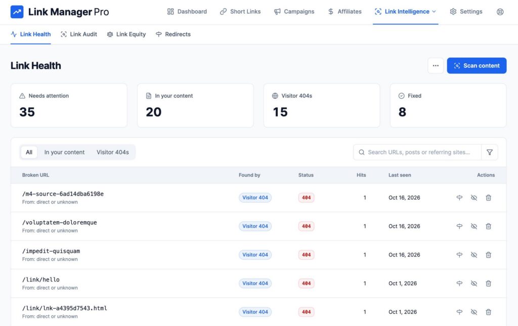 Fix broken affiliate links